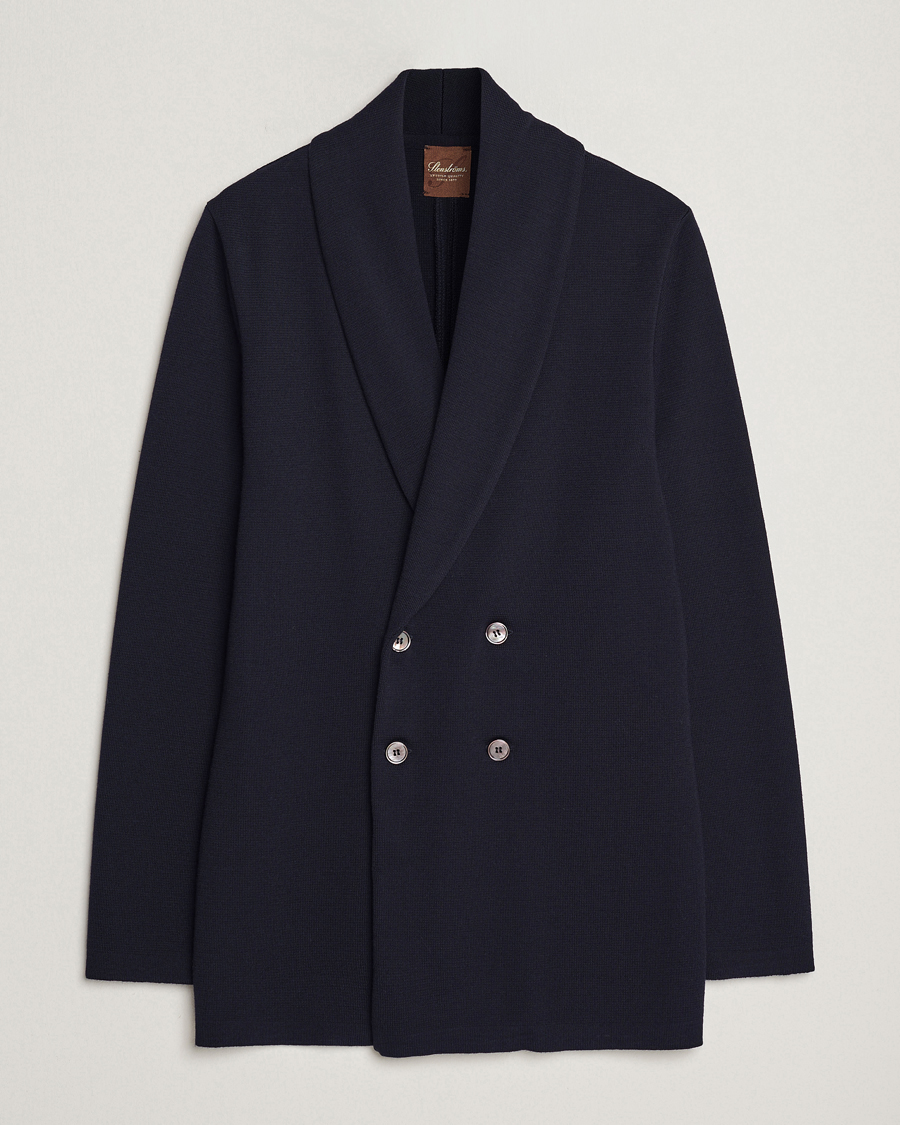 Herre | Blazere & jakker | Stenströms | Merino Knitted Tuxedo Cardigan Navy