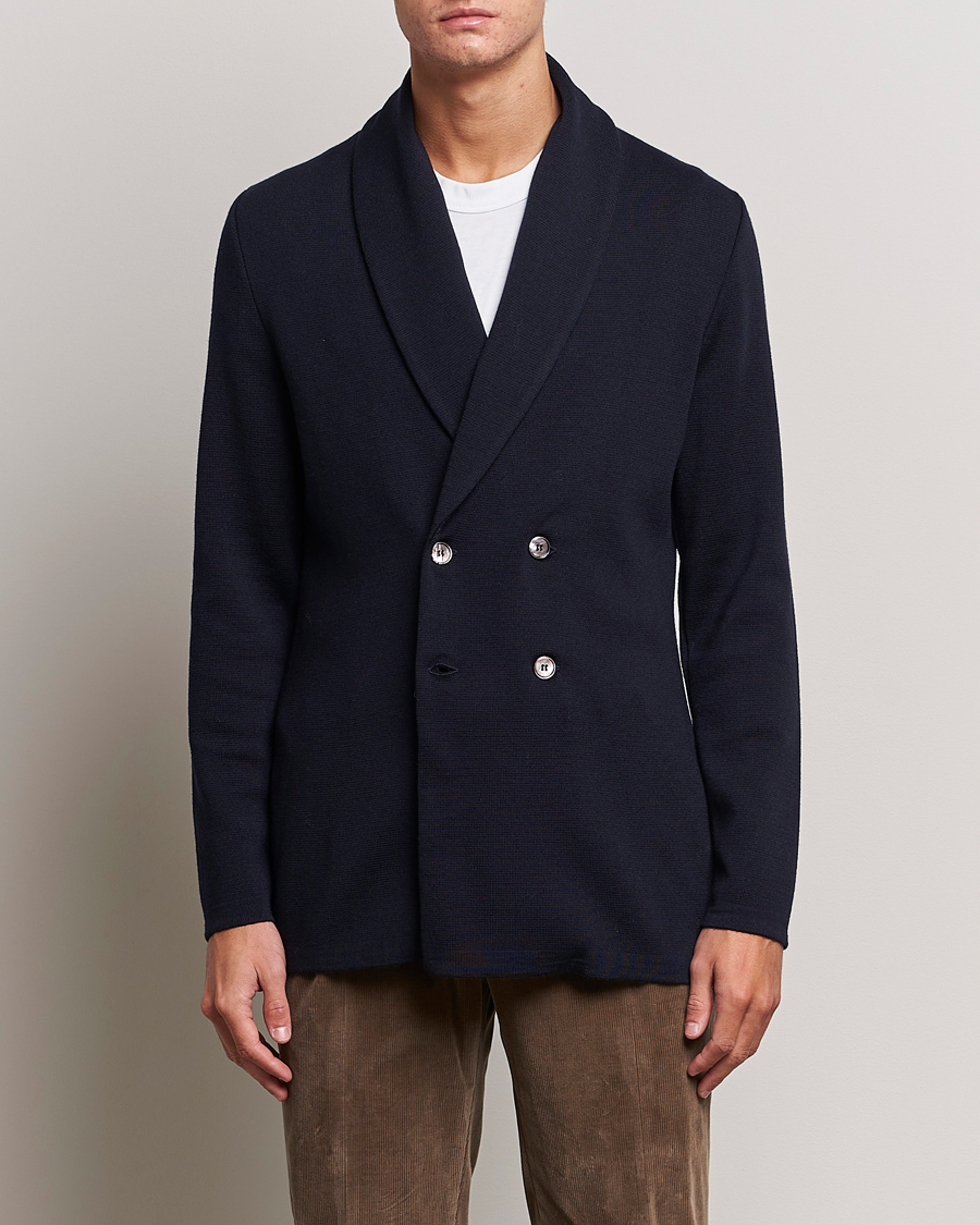 Herre | Blazere & jakker | Stenströms | Merino Knitted Tuxedo Cardigan Navy