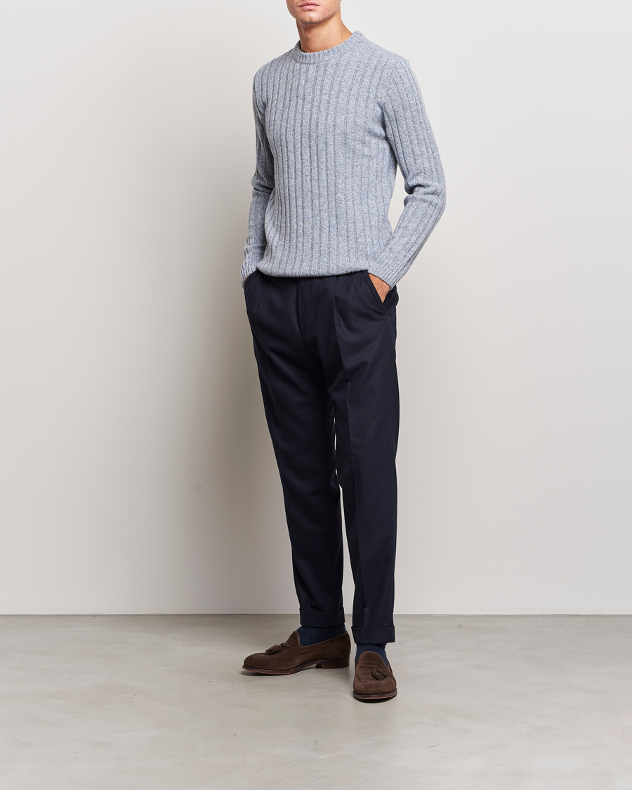 Herre | Trøjer | Stenströms | Super Geelong Merino Crewneck Blue/Grey