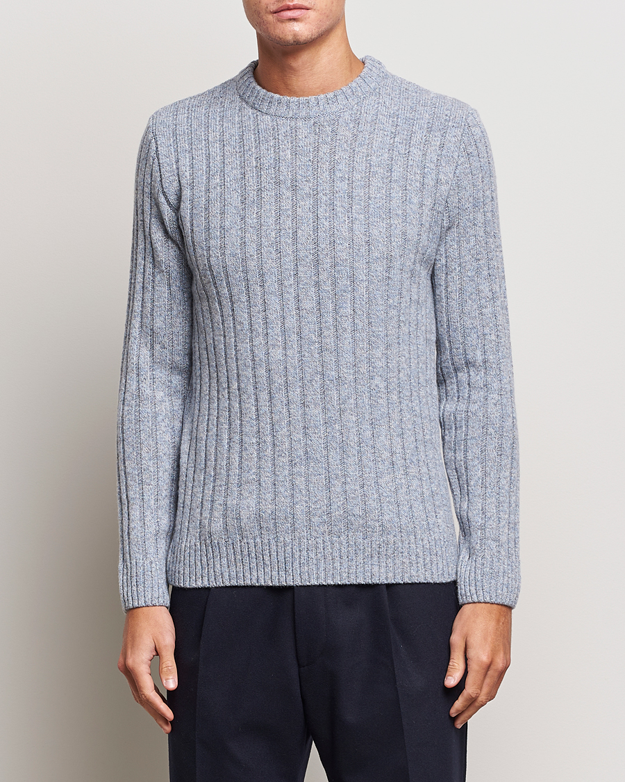 Herre | Trøjer | Stenströms | Super Geelong Merino Crewneck Blue/Grey