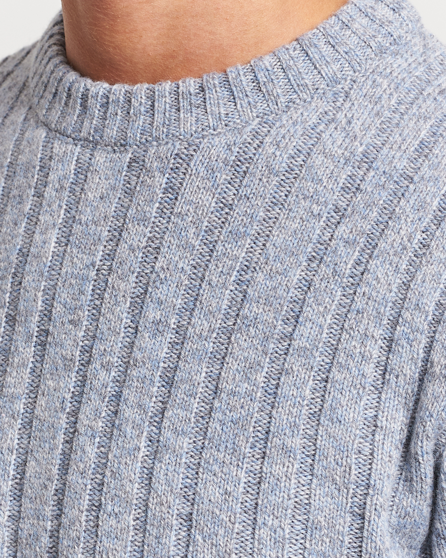 Herre | Trøjer | Stenströms | Super Geelong Merino Crewneck Blue/Grey