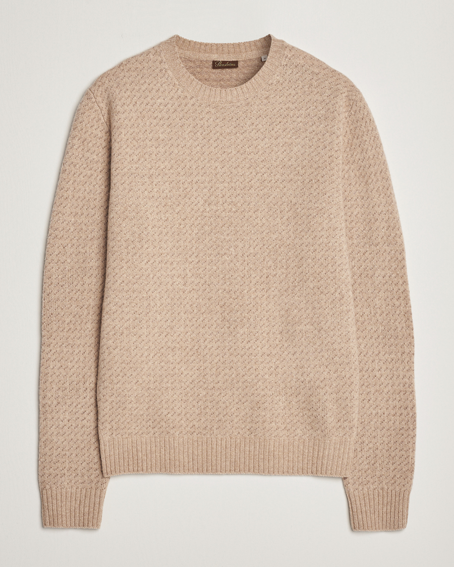 Herre | Trøjer | Stenströms | Patterned Yak Merino Crewneck Beige