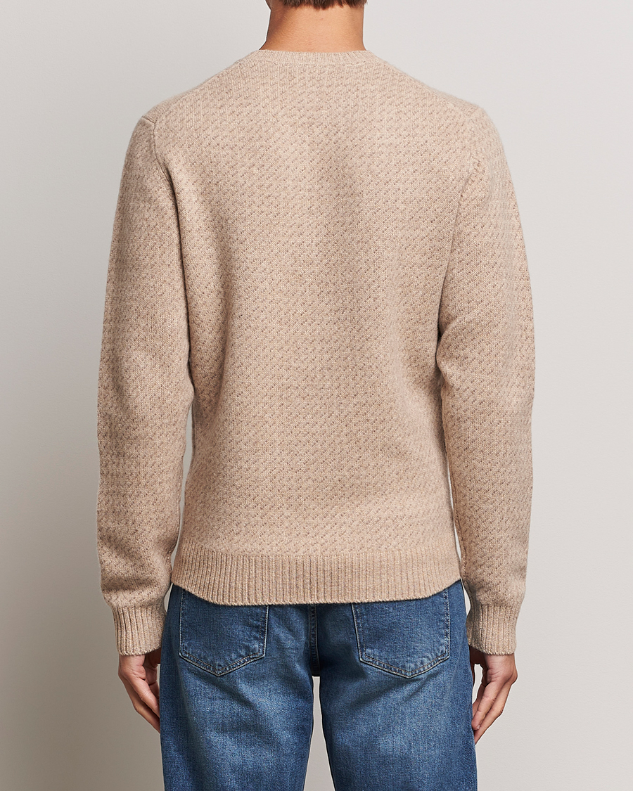 Herre | Trøjer | Stenströms | Patterned Yak Merino Crewneck Beige