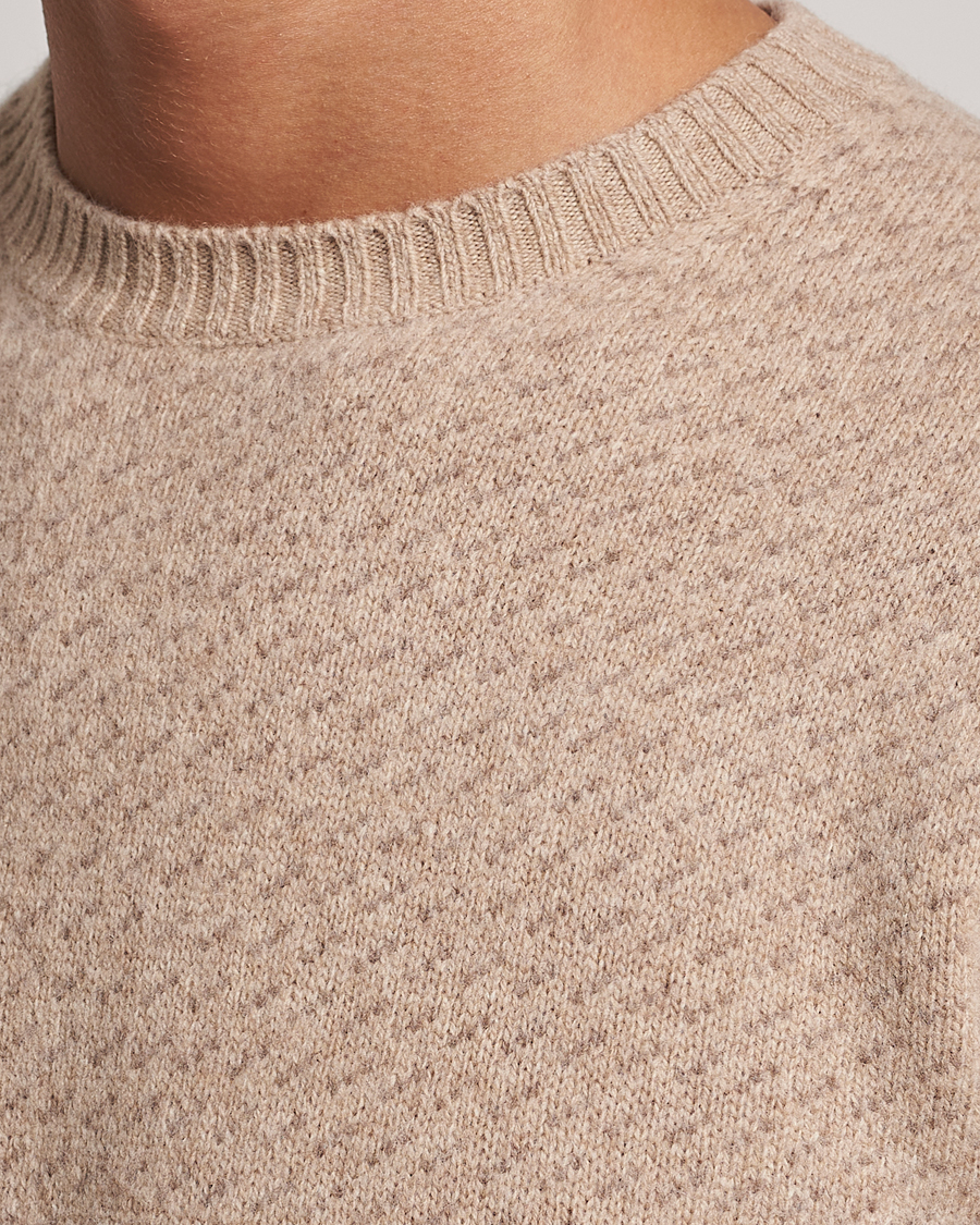 Herre | Trøjer | Stenströms | Patterned Yak Merino Crewneck Beige