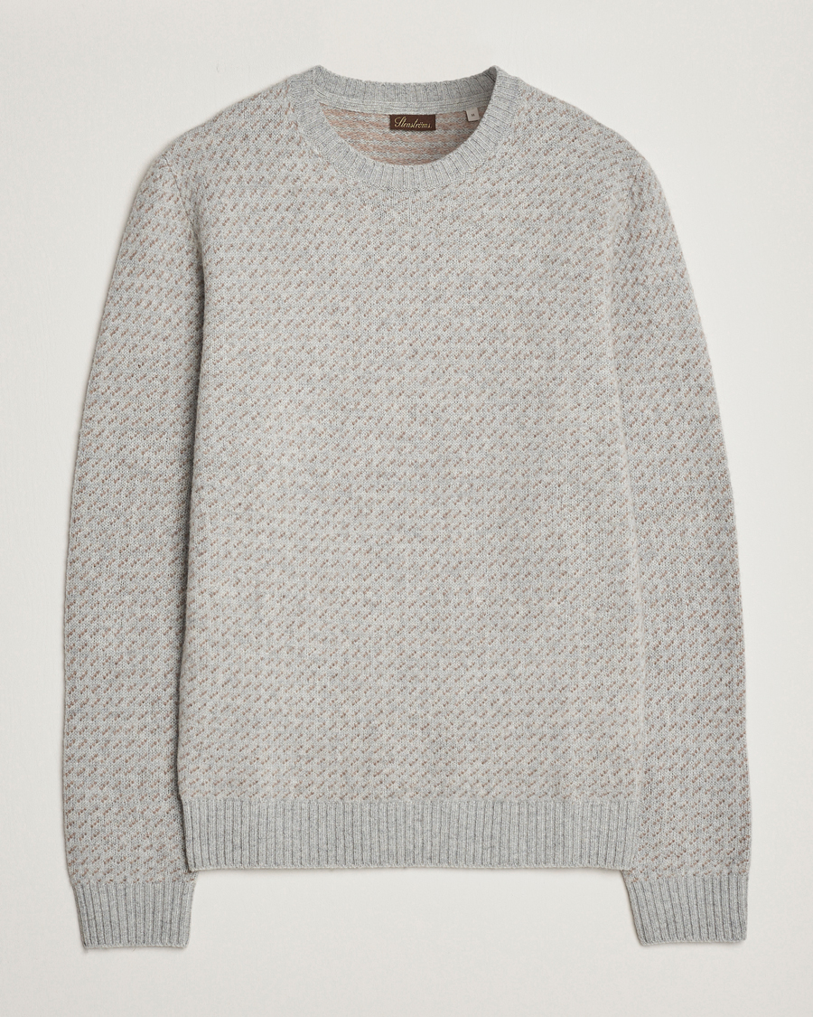 Herre | Trøjer | Stenströms | Patterned Yak Merino Crewneck Grey