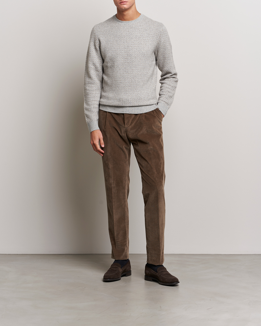 Herre | Trøjer | Stenströms | Patterned Yak Merino Crewneck Grey
