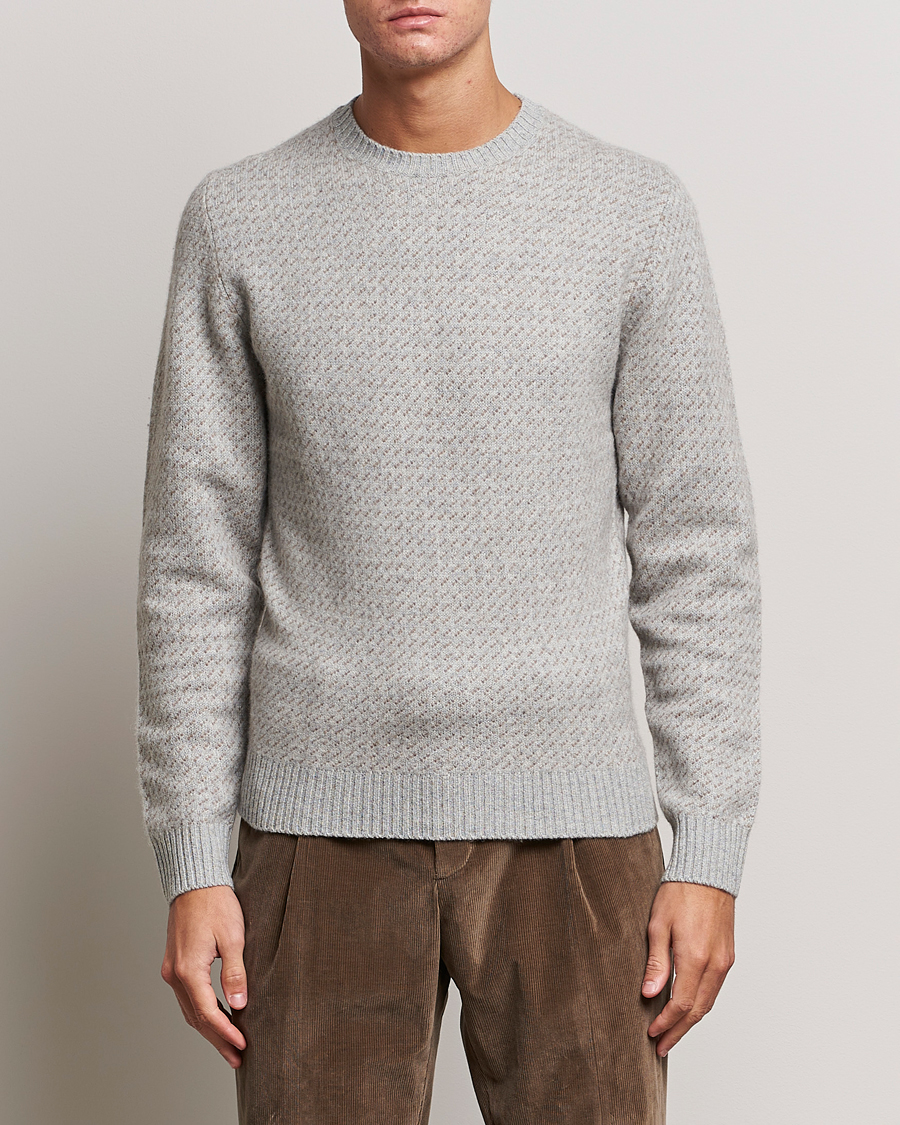 Herre | Trøjer | Stenströms | Patterned Yak Merino Crewneck Grey