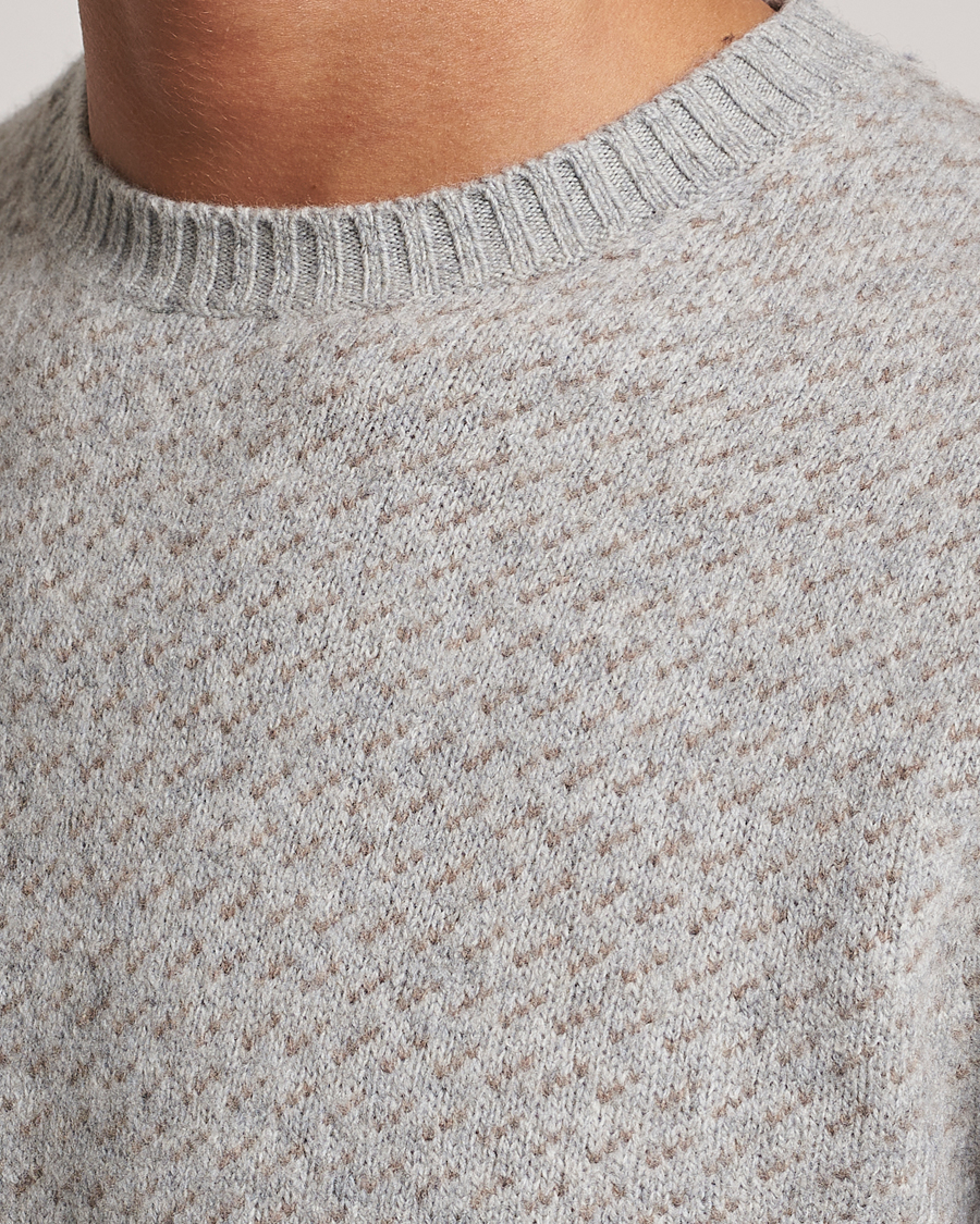 Herre | Trøjer | Stenströms | Patterned Yak Merino Crewneck Grey