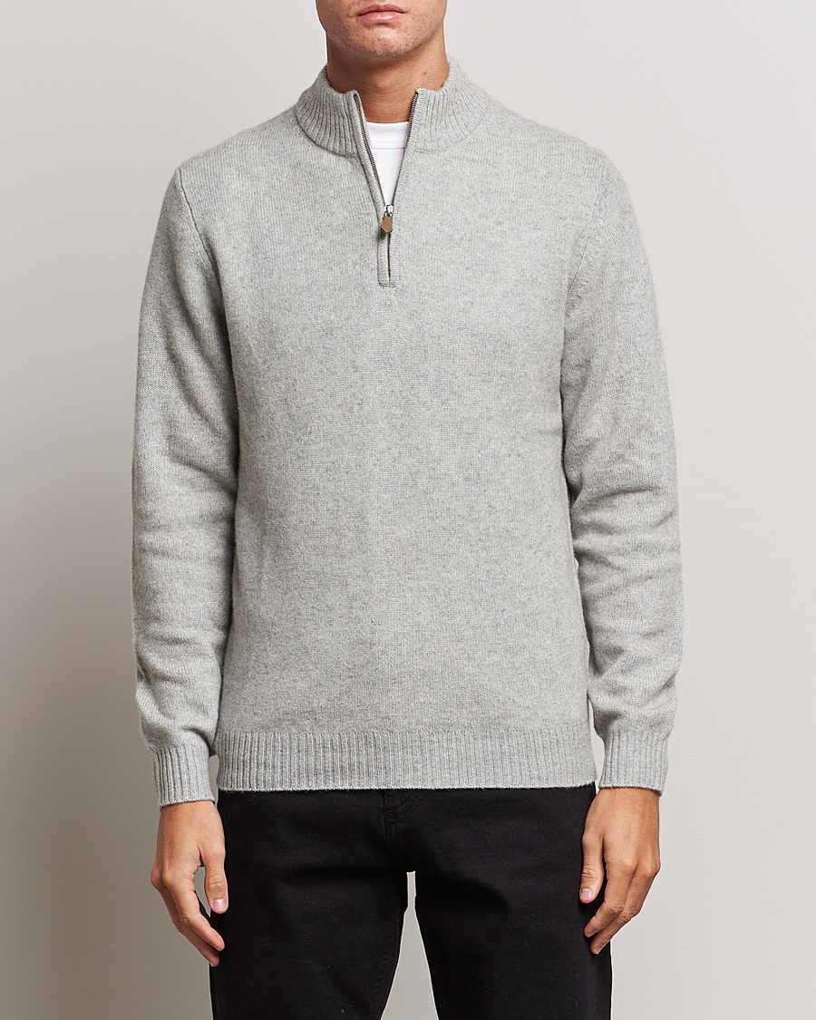 Herre | Udsalg tøj | Stenströms | Patterned Yak Merino Half-Zip Grey