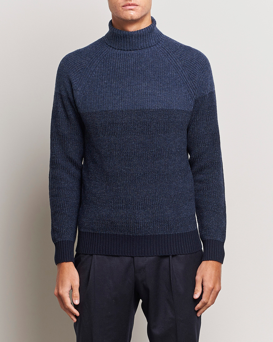 Herre | Trøjer | Stenströms | Chunky Ombre Knit Rollneck Blue