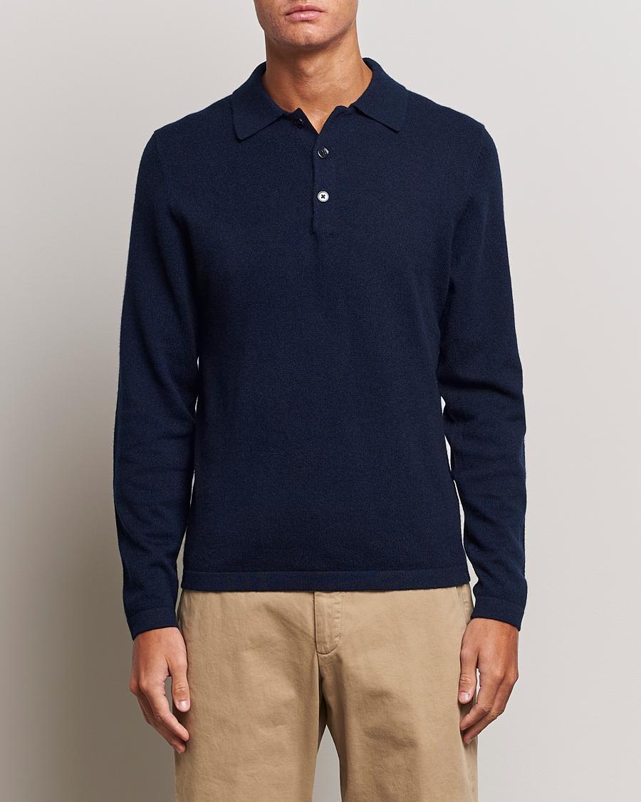 Herre | Trøjer | Stenströms | Cashmere Poloshirt Navy