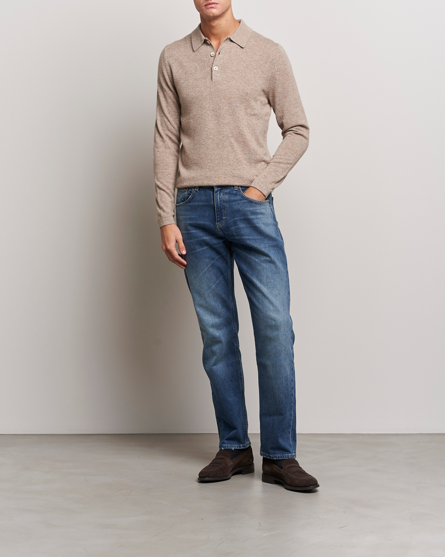 Herre | Trøjer | Stenströms | Cashmere Poloshirt Beige