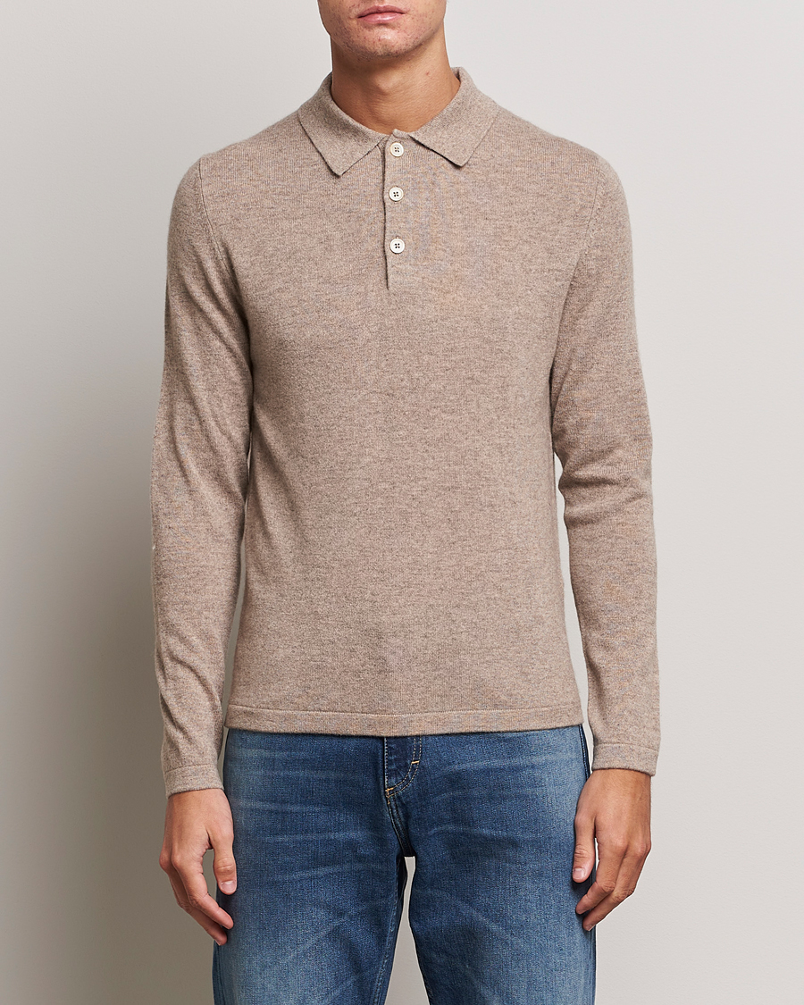 Herre | Trøjer | Stenströms | Cashmere Poloshirt Beige