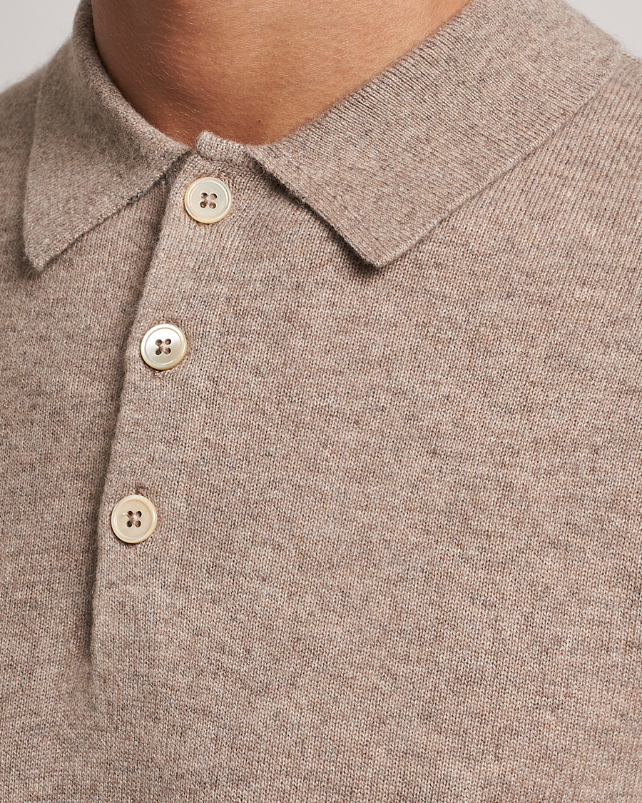 Herre | Trøjer | Stenströms | Cashmere Poloshirt Beige