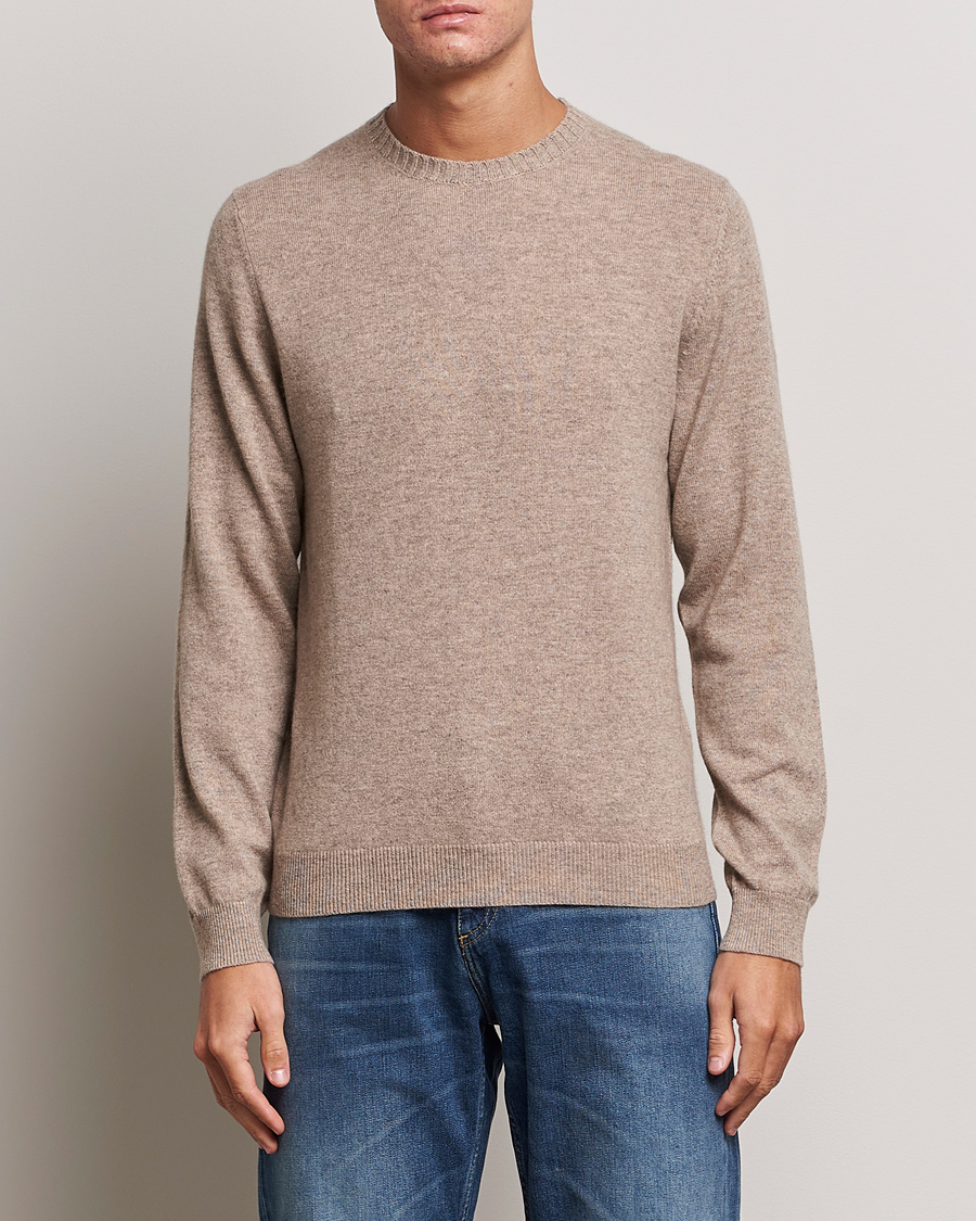 Herre | Pullovers med rund hals | Stenströms | Cashmere Crewneck Beige