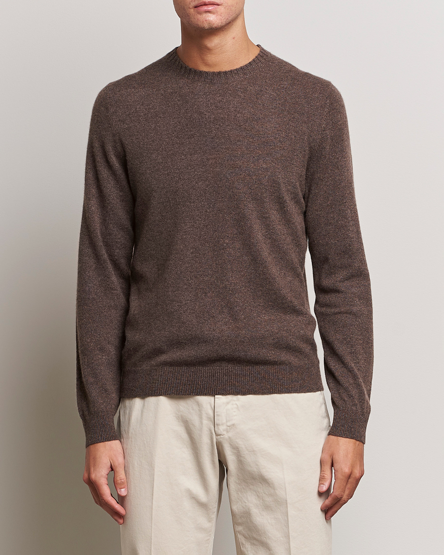 Herre | Pullovers med rund hals | Stenströms | Cashmere Crewneck Brown