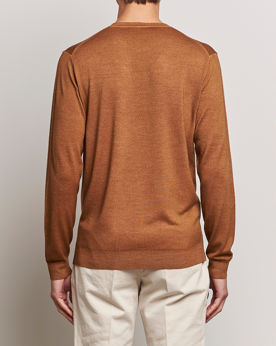Herre | Trøjer | Stenströms | Garment Dyed Merino Wool Crewneck Rust