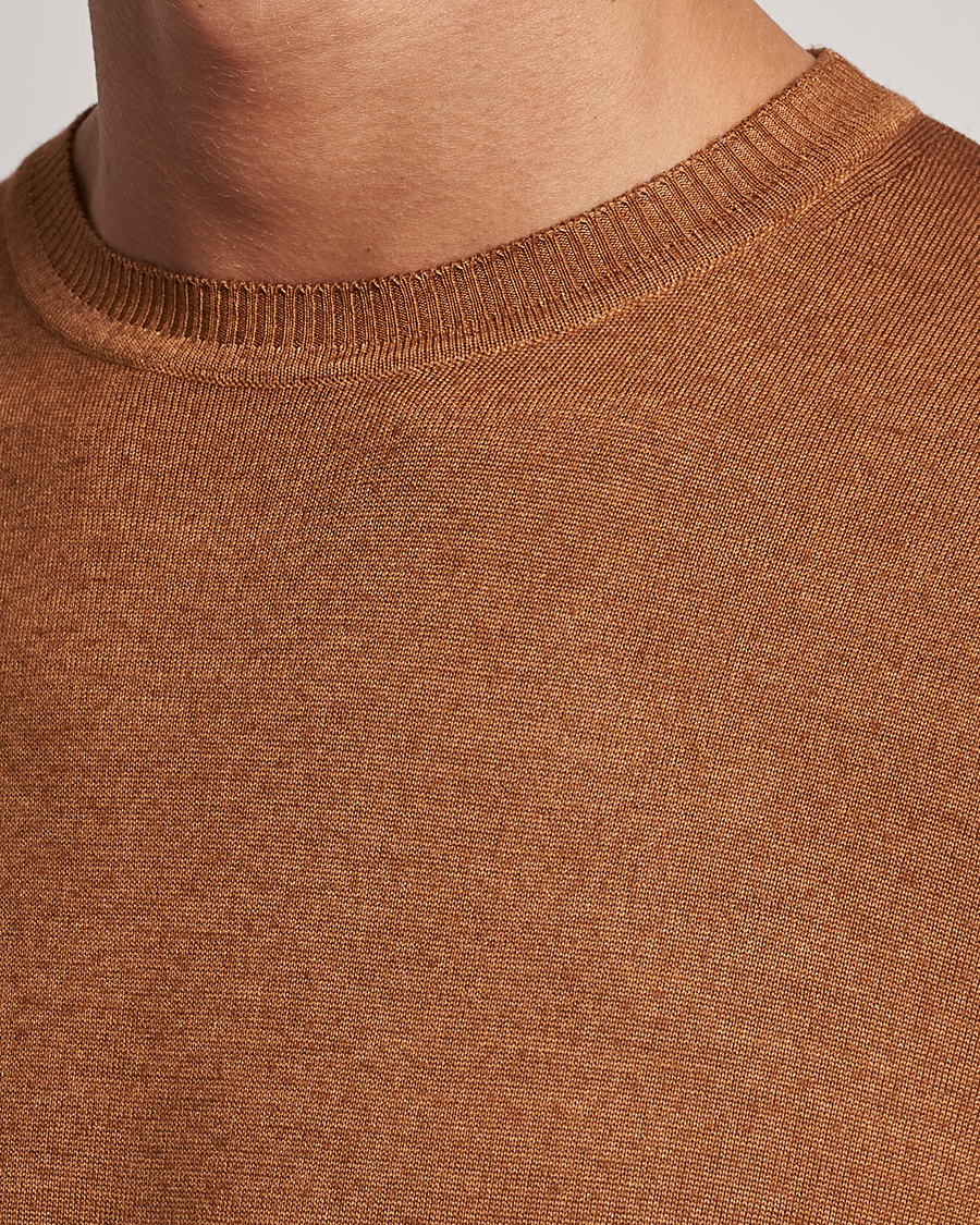 Herre | Trøjer | Stenströms | Garment Dyed Merino Wool Crewneck Rust