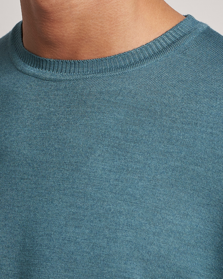 Herre | Trøjer | Stenströms | Garment Dyed Merino Wool Crewneck Petrol