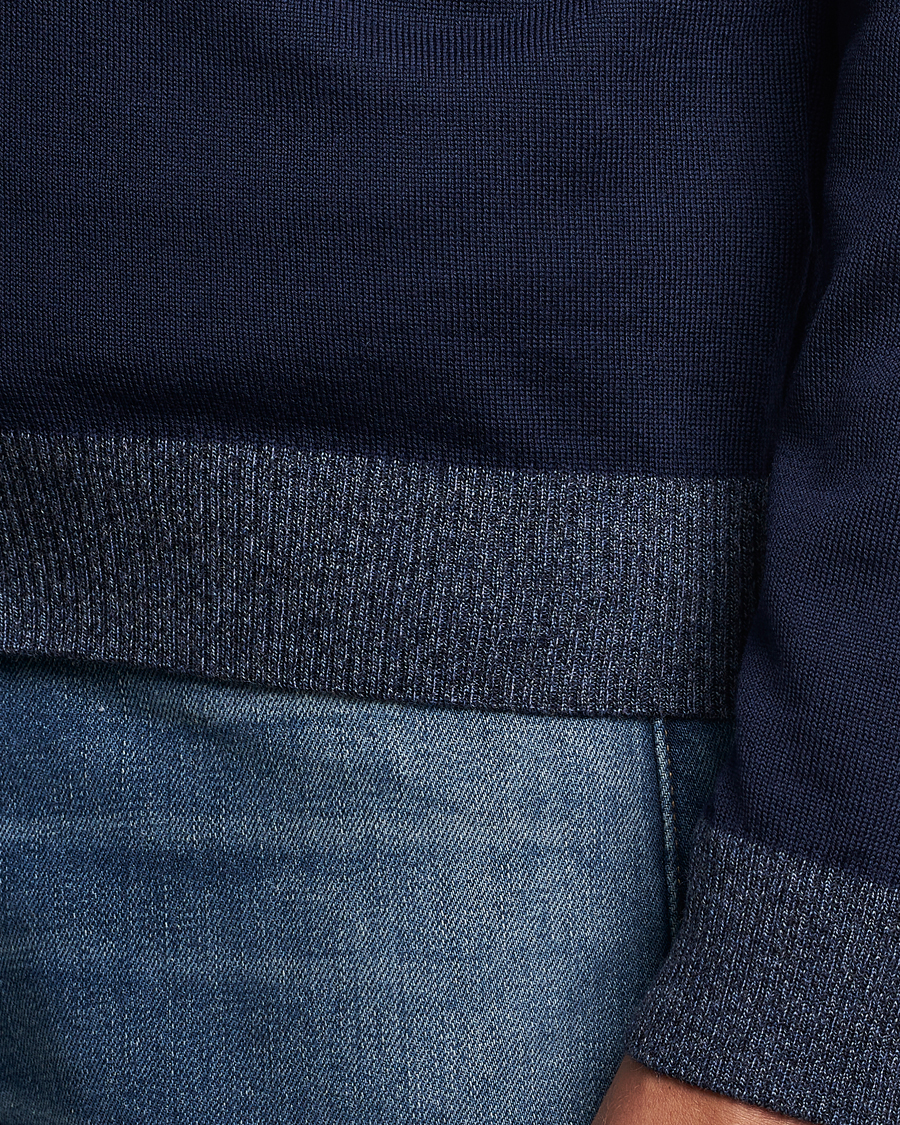 Herre | Trøjer | Stenströms | Merino Wool Contrast Cardigan Navy