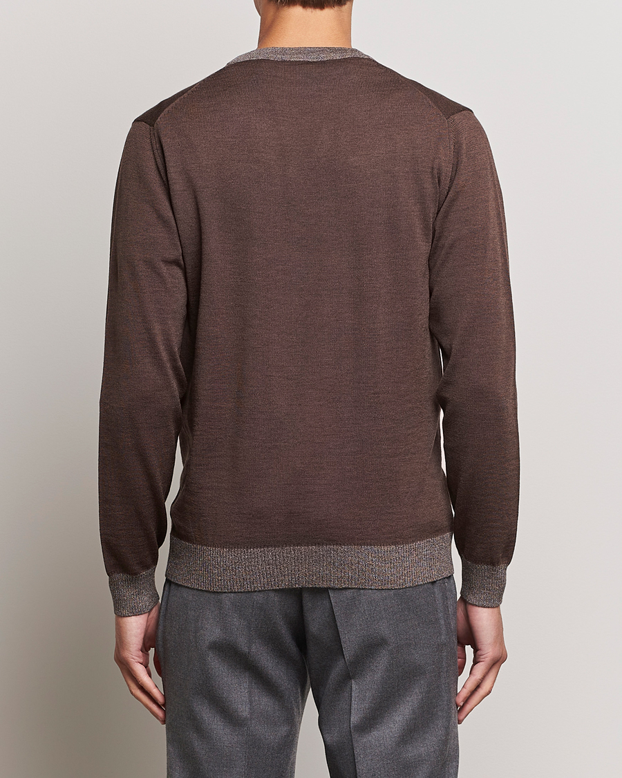 Herre | Trøjer | Stenströms | Merino Wool Contrast Cardigan Brown