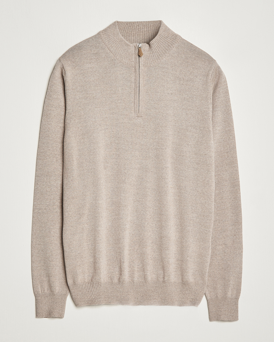 Herre | Trøjer | Stenströms | Merino Half Zip Beige