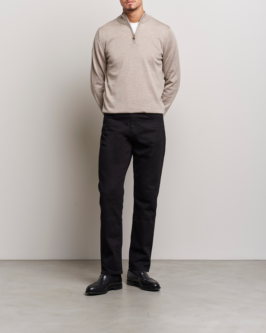 Herre | Trøjer | Stenströms | Merino Half Zip Beige