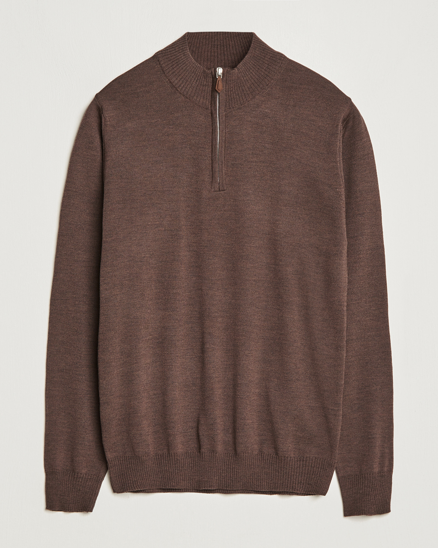 Herre | Trøjer | Stenströms | Merino Half Zip Brown