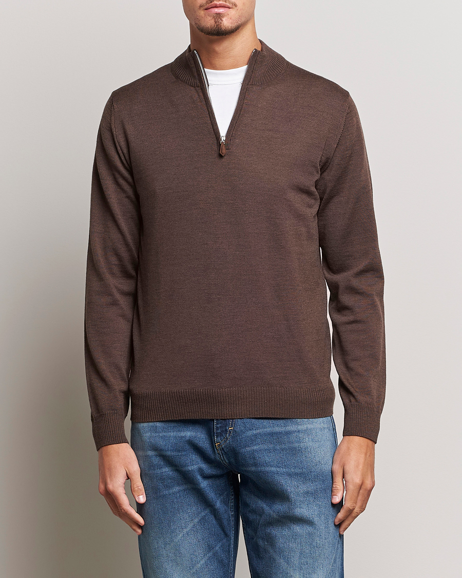 Herre | Trøjer | Stenströms | Merino Half Zip Brown