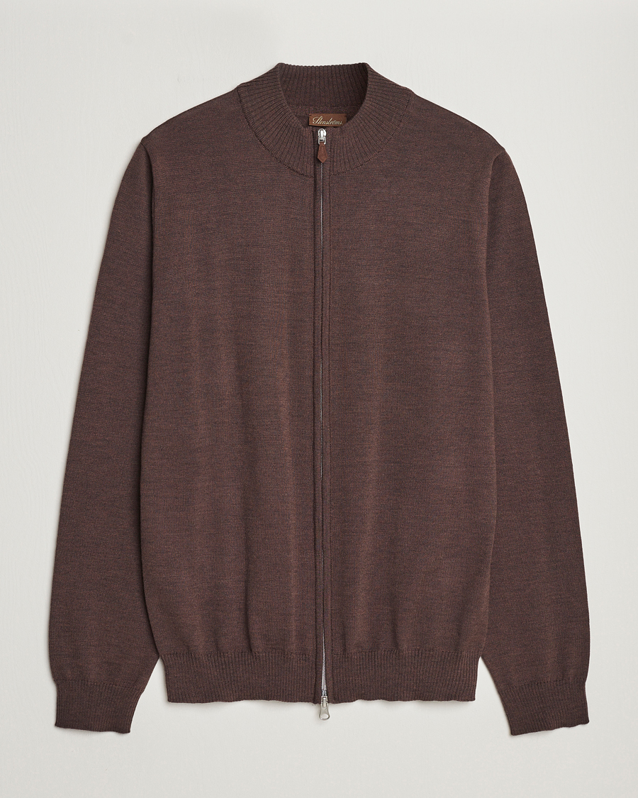 Herre | Trøjer | Stenströms | Merino Full Zip Brown
