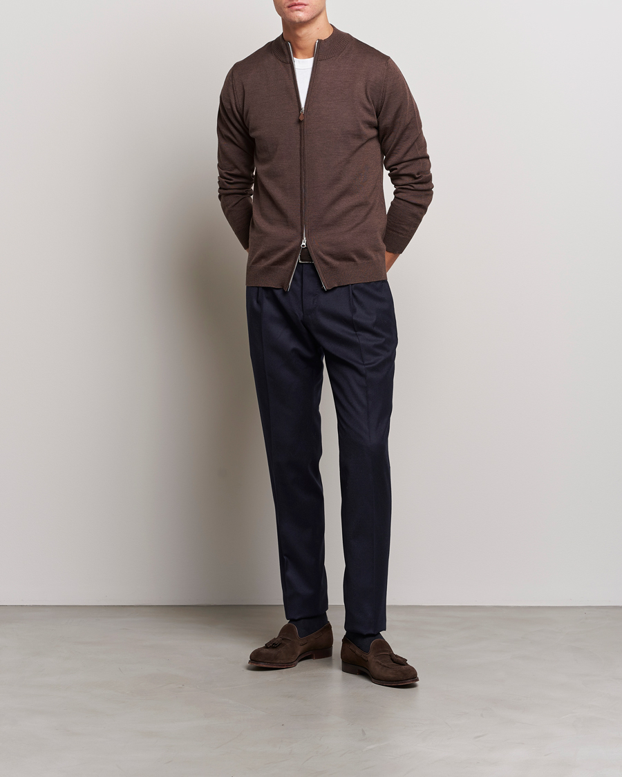 Herre | Trøjer | Stenströms | Merino Full Zip Brown