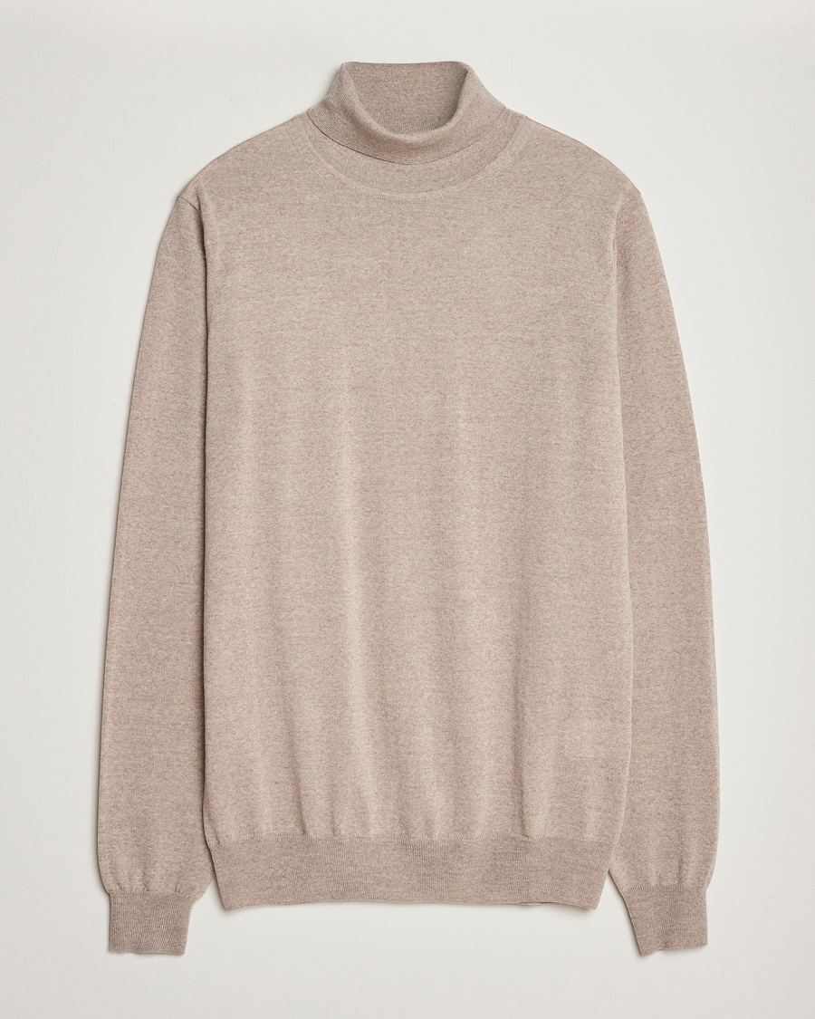 Herre | Trøjer | Stenströms | Fine Merino Rollneck Beige