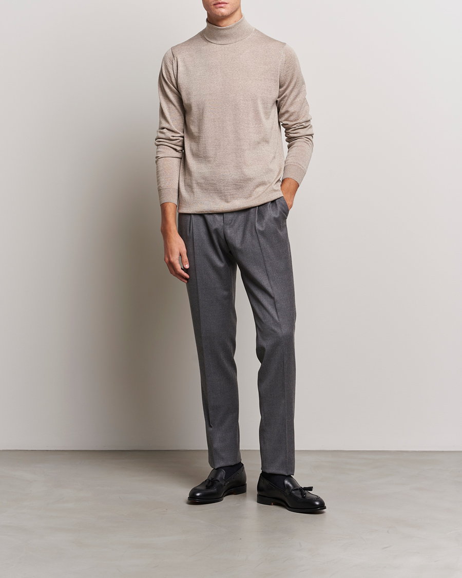 Herre | Trøjer | Stenströms | Fine Merino Rollneck Beige
