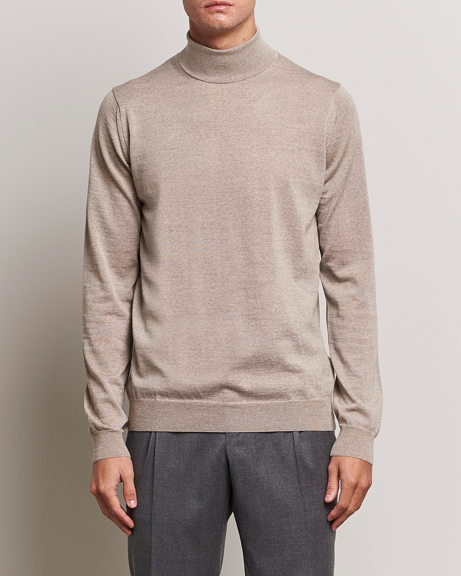 Herre | Trøjer | Stenströms | Fine Merino Rollneck Beige
