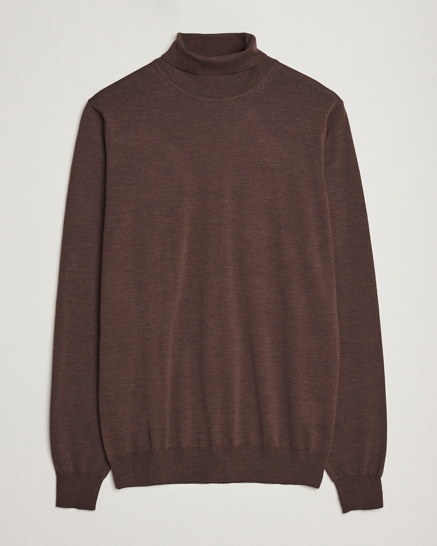 Herre | Trøjer | Stenströms | Fine Merino Rollneck Brown