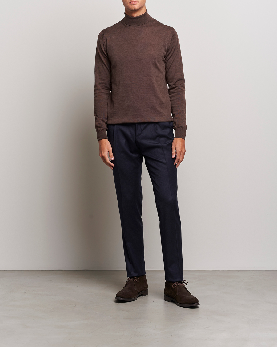 Herre | Trøjer | Stenströms | Fine Merino Rollneck Brown