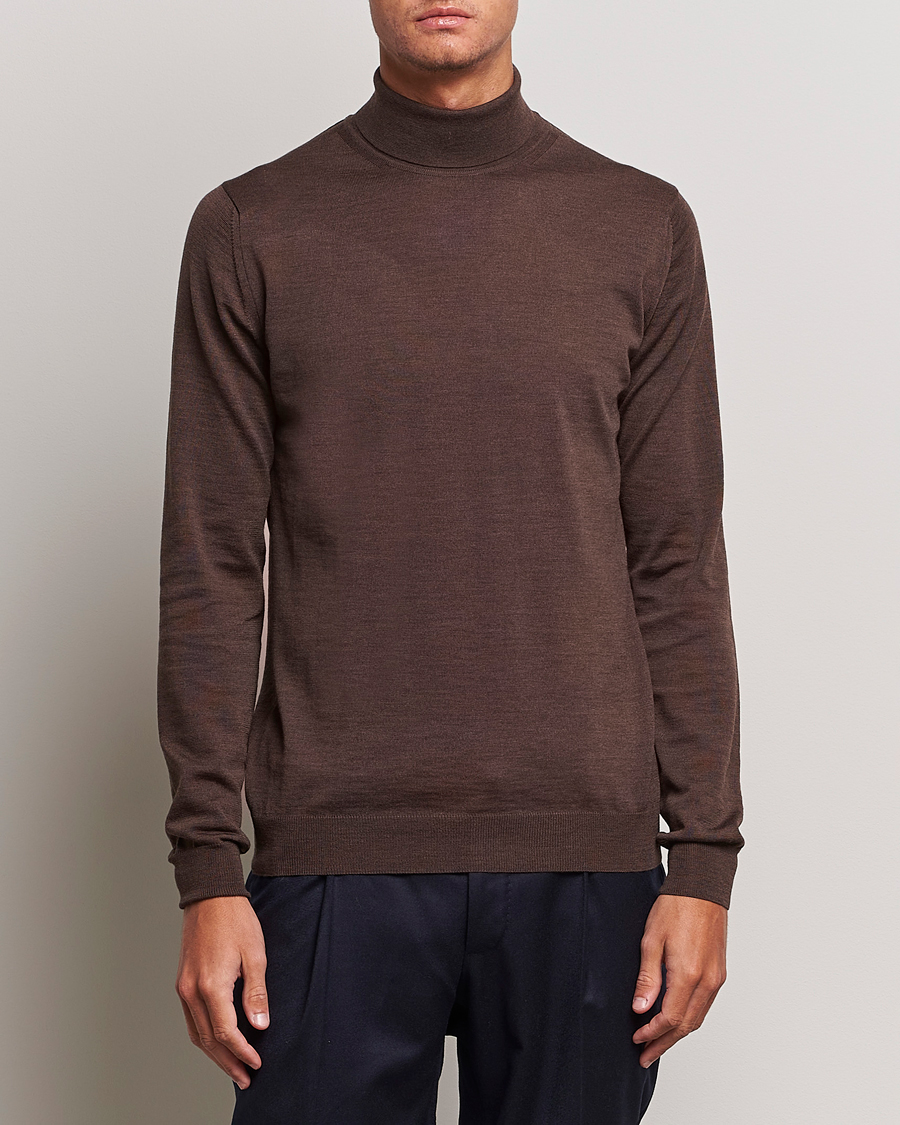Herre | Trøjer | Stenströms | Fine Merino Rollneck Brown