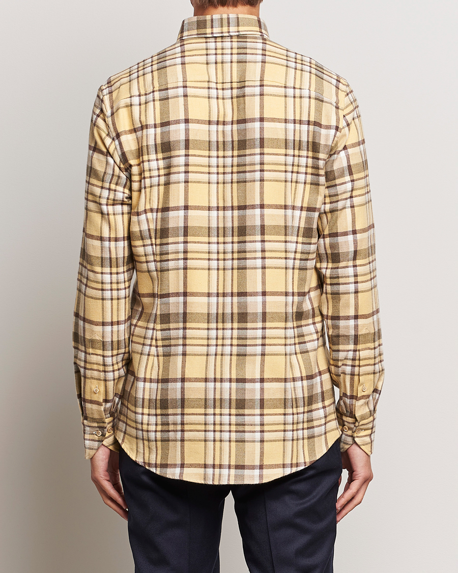 Herre | Skjorter | Stenströms | Slimline Checked Button Down Flannel Shirt Yellow