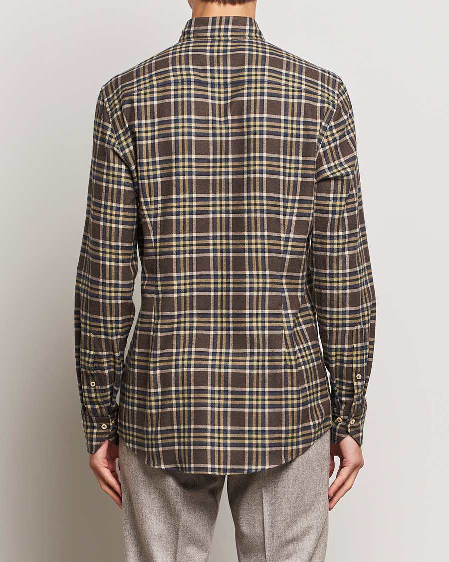 Herre | Skjorter | Stenströms | Slimline Checked Button Down Flannel Shirt Brown