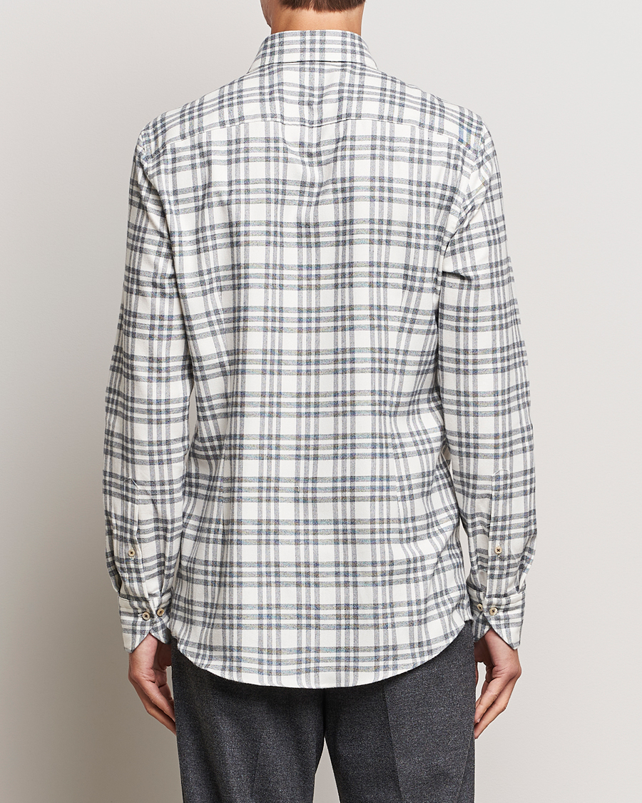 Herre | Skjorter | Stenströms | Slimline Checked Cut Away Flannel Shirt White/Black