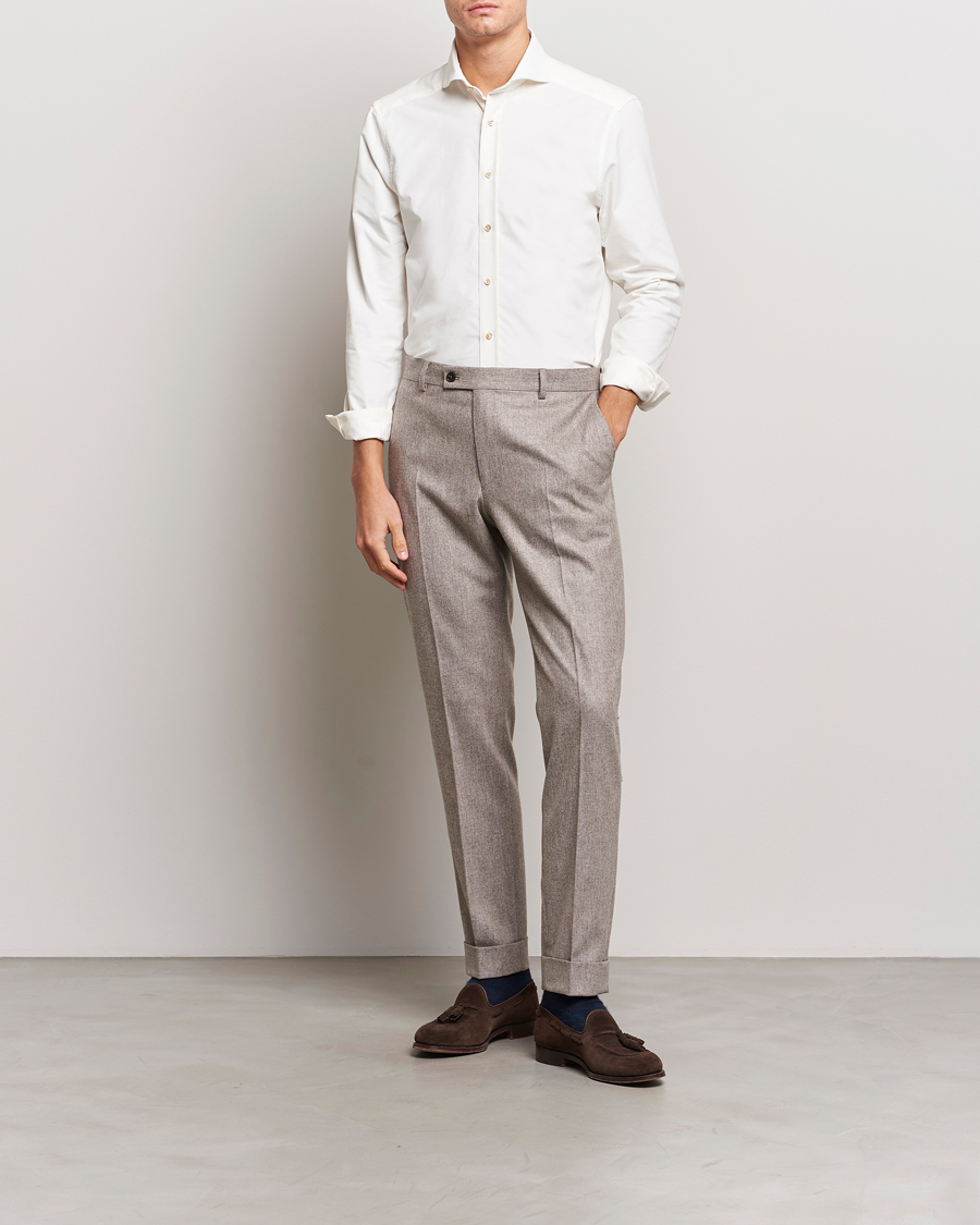 Herre | Skjorter | Stenströms | Slimline Cut Away Corduroy Shirt White