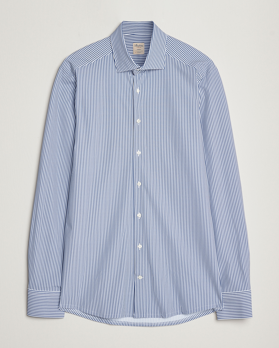 Herre | Skjorter | Stenströms | Slimline 4-Way Stretch Striped Cut Away Shirt Blue