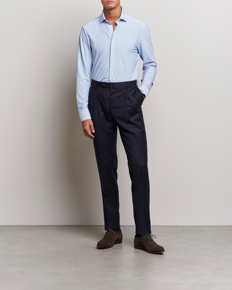 Herre | Skjorter | Stenströms | Slimline 4-Way Stretch Cut Away Shirt Light Blue