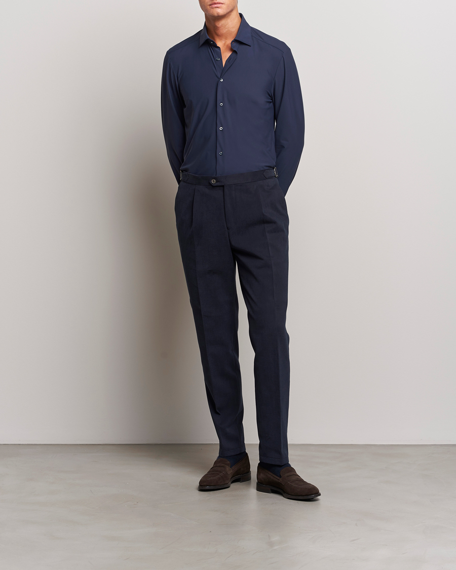 Herre | Skjorter | Stenströms | Slimline Cut Away 4-Way Stretch Shirt Navy