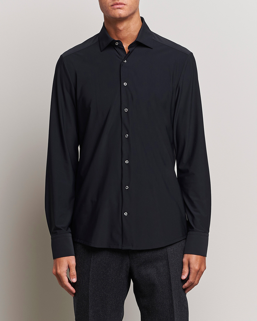 Herre |  | Stenströms | Slimline Cut Away 4-Way Stretch Shirt Black