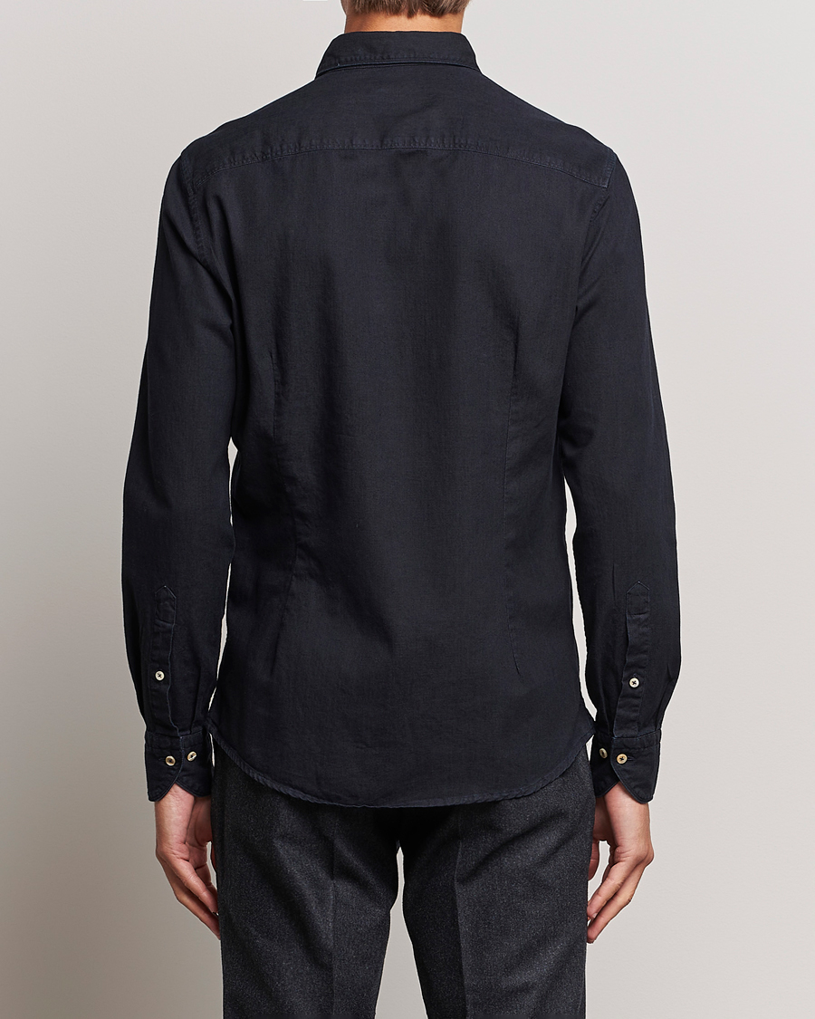 Herre | Skjorter | Stenströms | Slimline Cut Away Overdyed Denim Shirt Dark Blue