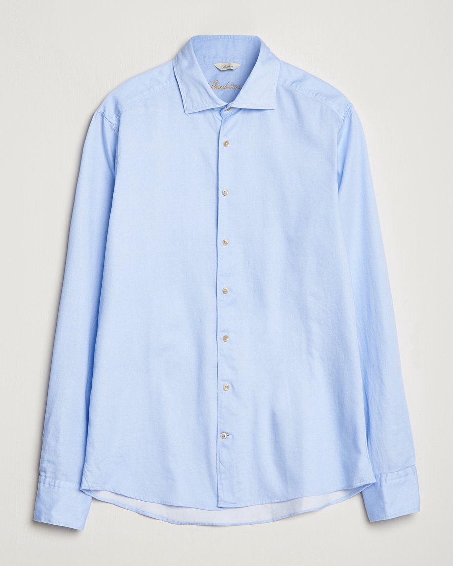 Herre | Skjorter | Stenströms | Slimline Printed Oxford Washed Cut Away Shirt Light Blue