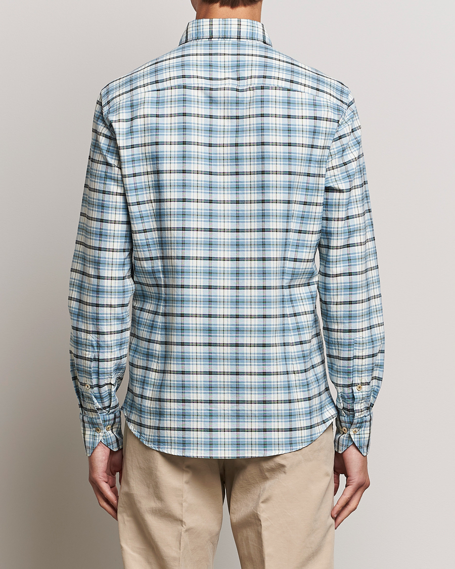 Herre | Skjorter | Stenströms | Slimline Checked Oxford Cut Away Shirt Light Blue