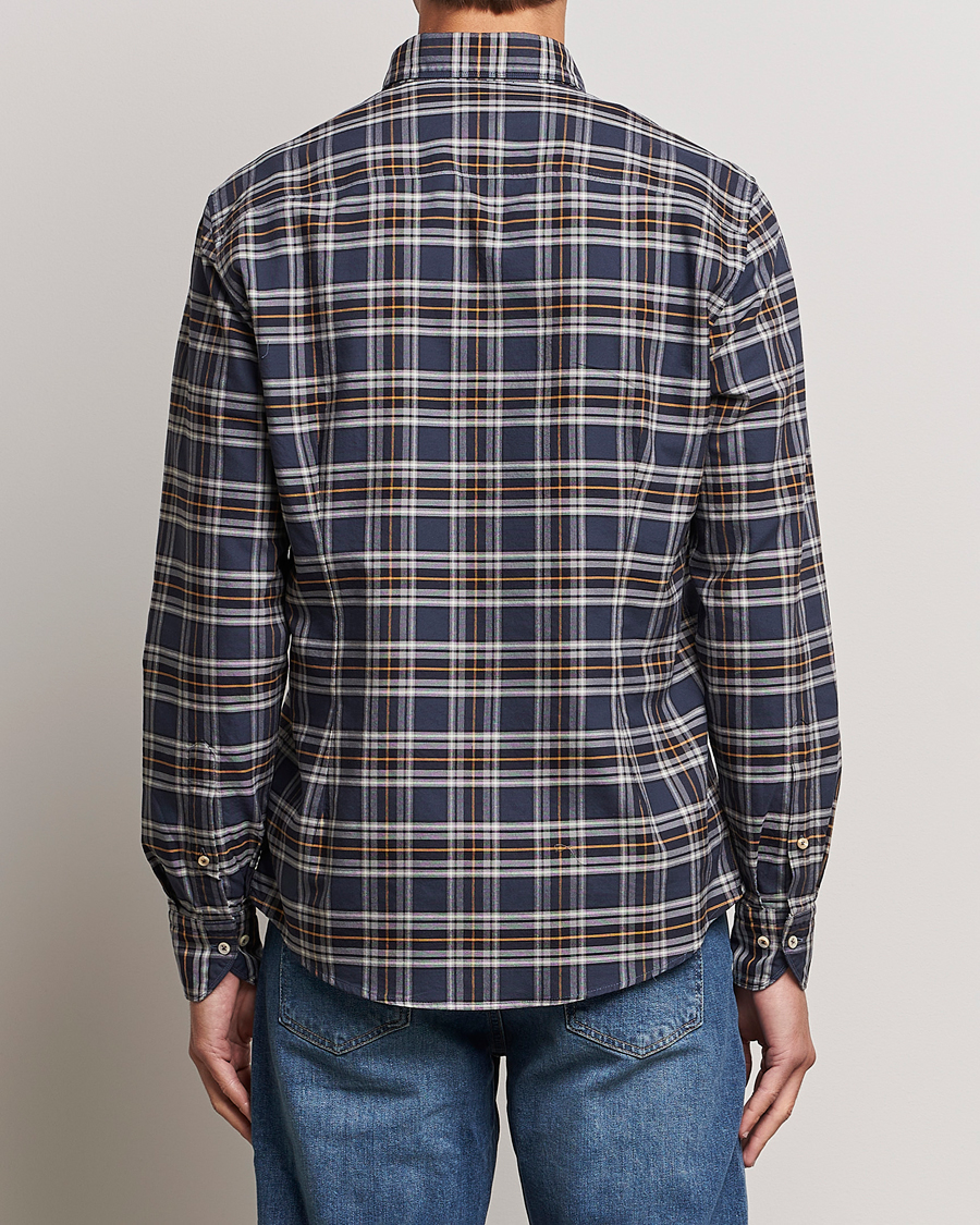 Herre | Skjorter | Stenströms | Slimline Checked Oxford Cut Away Shirt Blue