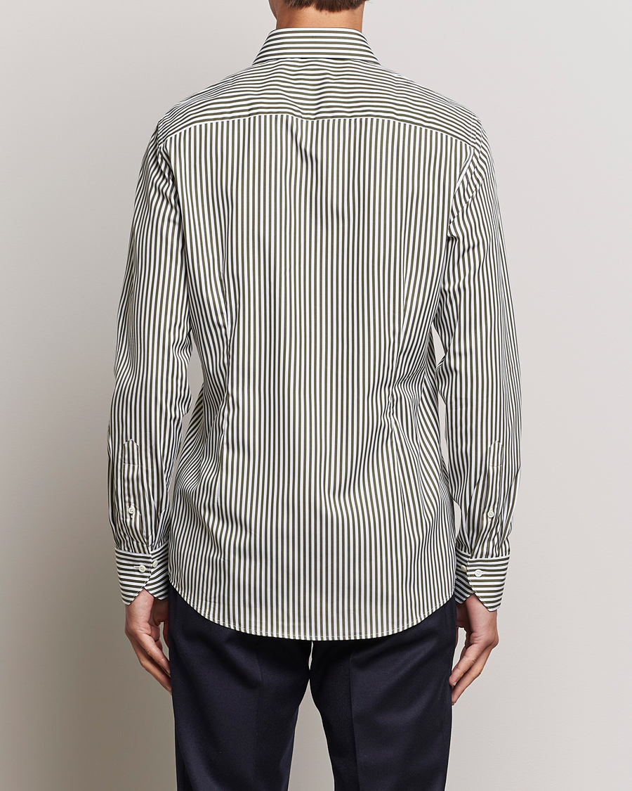 Herre | Skjorter | Stenströms | Slimline Striped Popline Cut Away Shirt Green